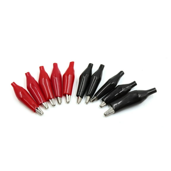Unique Bargains 10pcs Red Black Battery Alligator Charger Clips Clamp Testing for Car Vehicle