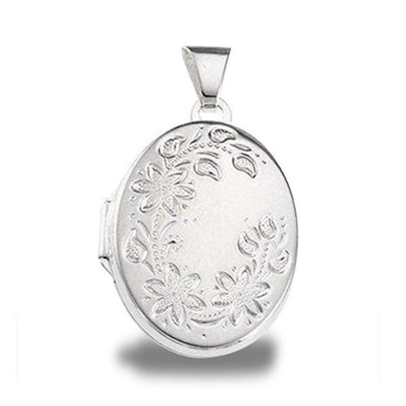 Sterling Silver Oval Picture Locket - 5/8 inch x Just over 3/4 inch Sterling Silver