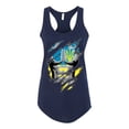 thumbnail image 2 of Ukrainian Muscle Skin Beast Mode Ladies Racerback Tank Top, Navy, Small, 2 of 4