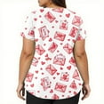 thumbnail image 5 of Dwralegc Valentines Day Tops for Women V Neck Tee Love Heart Print Short Sleeve Nursing Oversized Tops Stretch Workwear White 5XL, 5 of 5
