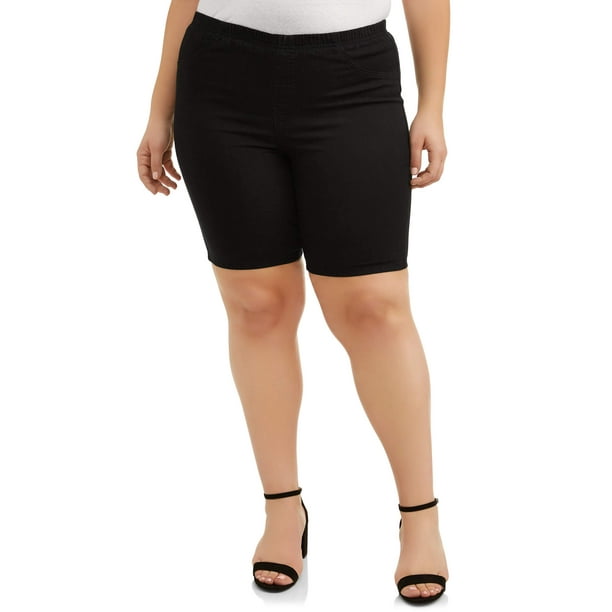 Just My Size Women's Plus Elastic Waist Stretch Bermuda Shorts