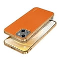 thumbnail image 1 of SaniMore for iPhone 14 (6.1" 2022) Case, PU Leather Skin & Metal Bumper Shockproof PC Backplane, Wireless Charging Slim Magnetic Vintage Shell, Anti-drop Anti-scratch Cover For iPhone 14, Orange, 1 of 12