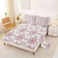 thumbnail image 2 of jejeloiu Boho Mandala King Sheets For Men Women,Geometric Pattern Bedding,White Red,4pcs,1 Flat Sheet, 1 Fitted Sheet and 2 Pillowcases, 2 of 6