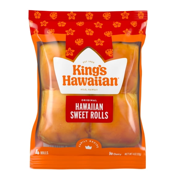 KING'S HAWAIIAN Original Hawaiian Sweet Rolls 4 Count, 4oz, Shelf-Stable