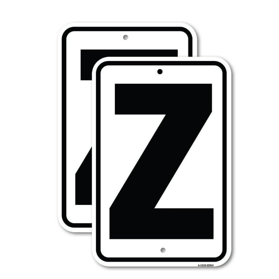 (2 Pack) Sign with Letter Z | 18" X 24" Heavy-Gauge Aluminum Sign | Rust Free Aluminum, Weather Resistant, Waterproof, Fade Resistant, 2 Pre-drilled Holes