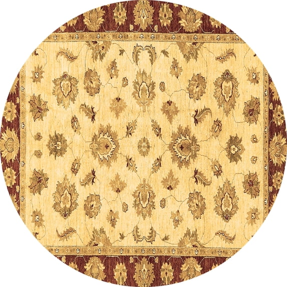 Ahgly Company Indoor Round Oriental Brown Traditional Area Rugs, 8' Round