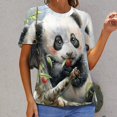 thumbnail image 3 of Cute Panda Eating Cherries T Shirts Basic T-Shirt Short Sleeve Ladies Tee Shirt Summer Graphic Clothing, 3 of 7