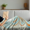 thumbnail image 3 of Abstract Soft Flannel Fleece Throw Blanket, Surreal Illustration of a Long Haired Woman with Closed Eyes Stripes, Cozy Plush for Indoor and Outdoor Use, 60" x 80", Orange and Sky Blue, by Ambesonne, 3 of 5