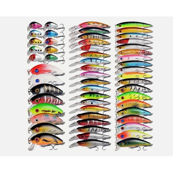 56PCS Mixed Fishing Lures Set Bionic Minnow Hard Artificial Bait Crankbait Kit for Bass Trout Freshwater Fishing