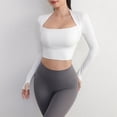 thumbnail image 3 of Lixiuxyad Women's Sportswear Two Tops Women With Breast Pad Long Sleeve Flesh Shielding Yoga Wear 1 Womens Summer T Shirts,White XL, 3 of 5