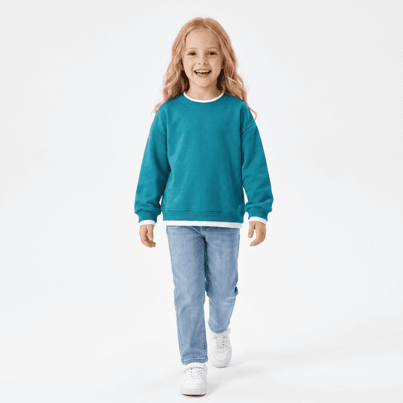 HIPYLO Kids Long Sleeve Crew Neck Sweatshirt Top Casual Loose Fit for Baby Toddler Girls Teen Tween