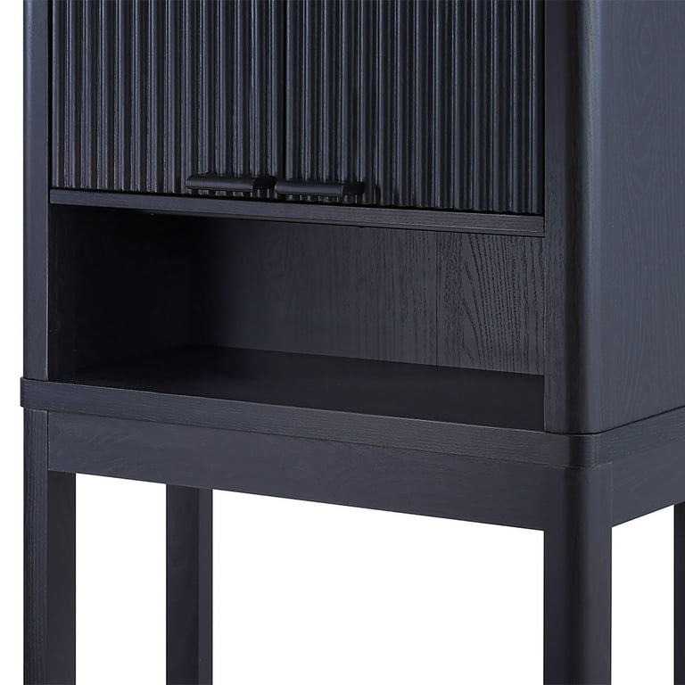 とうみ　綺麗　室内保管 Beautiful Fluted Over-The-Toilet Storage Cabinet, Rich Black