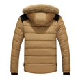 thumbnail image 3 of CCRFTGI Men's Puffer Jacket Soft Insulated Thicken Quilted Winter Coats Warm Zip Up Parka Down Jacket with Faux Fur Non-Removable Hood Khaki L, 3 of 4