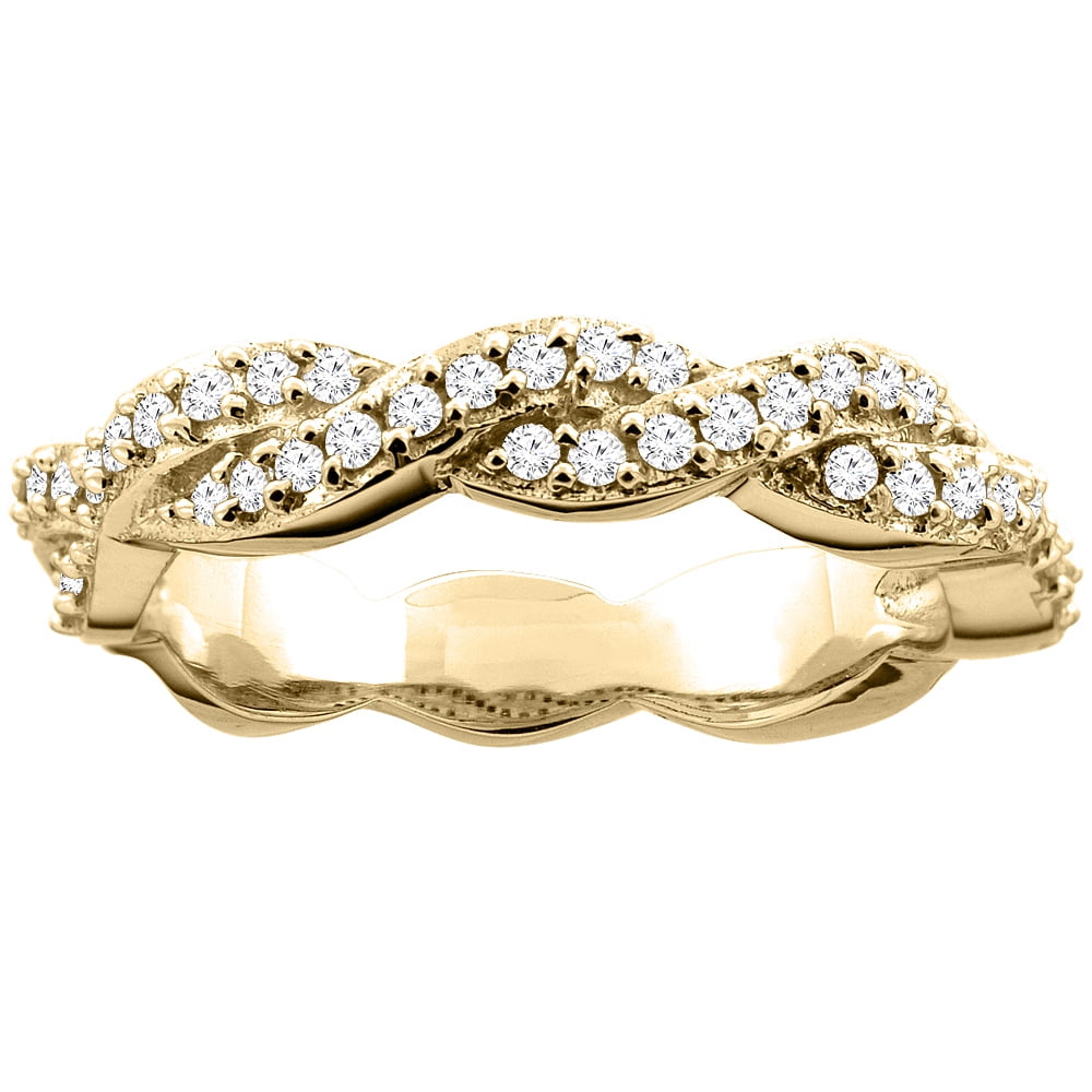 14K Yellow Gold Braid Design Diamond Engagement Ring 3 16 inch inch wide, size 5 by Gabriella Gold