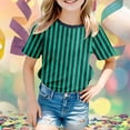 thumbnail image 2 of GDREDA T-Shirt Graphique à Manches Courtes Rayé de Carnaval pour Garçons, Chemise de Fête Colorée, Haut Décontracté Confortable pour Enfants Vert Foncé,120, 2 of 4