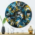 thumbnail image 3 of Designart "Abstracted Realms in Blue and Yellow II" Abstract Oversized Wall Clock, 3 of 5