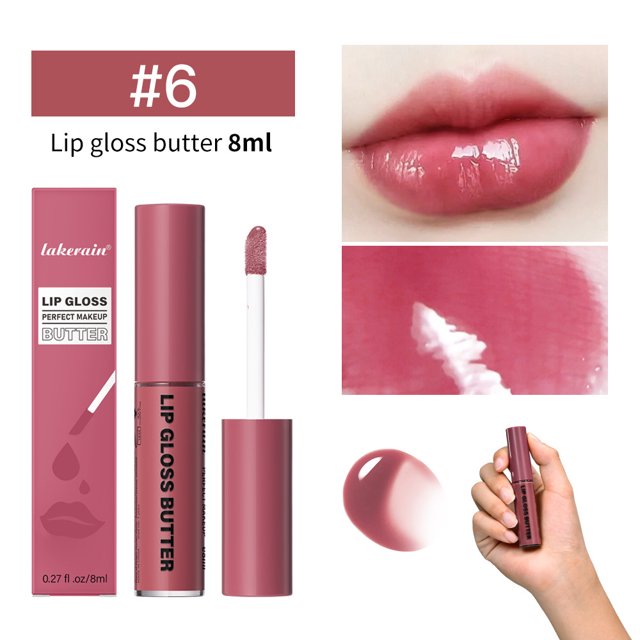 Lakerain brillo de mantequilla esmalte de labios espejo hidratante brillo de labios color duradero esmalte de labios tinte de labios