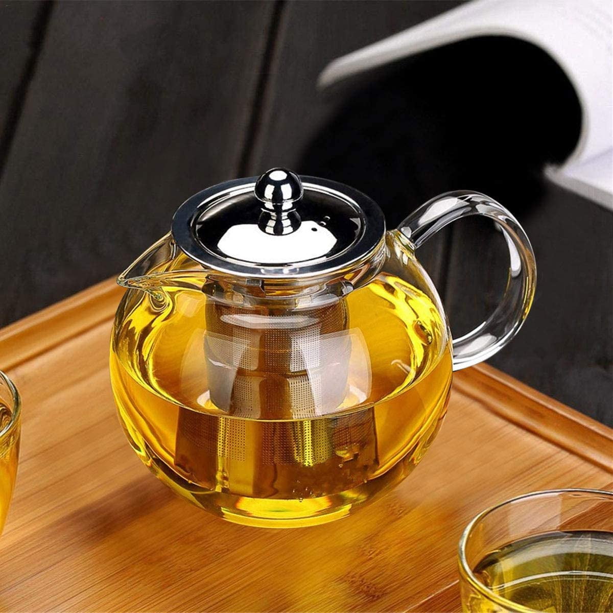 Unbreakable Glass teapot,1350ml/46oz Glass Teapot with Removable Infuser and Lid,Stovetop Safe Tea Kettle,Blooming and Loose Leaf Tea Maker