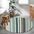 thumbnail image 3 of Teal Blue Striped Round Area Rug 3Ft Washable Small Circle Rugs for Kitchen Entryway, Farmhouse Stripes Modern Abstract Art Non-Slip Carpet Floor Mats Indoor Outdoor Carpet Runner Home Decor, 3 of 8