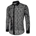 thumbnail image 1 of Men's Fishnet Button Down Shirts, See Through Lace Sheer Shirts Christmas Gift_Gift Of G, 1 of 4