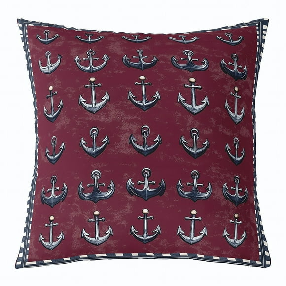 Erosebridal Anchor Decor Throw Pillow Covers 18"x18" 1Pcs Ocean Nautical Themed Cushion Cover Ocean Voyage Marine Theme Decorative Pillow Case Pillowcase Coastal Sea Adventure Outdoor Pillows Covers