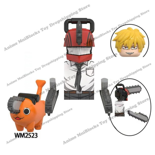 Figuras de acción de motosierra KT1067 WM6159, juguetes de bloques de construcción de dibujos animados de Anime, Pochita, Denji, Power Bomb, Reze, mini juguetes de montaje, regalo qym unisex