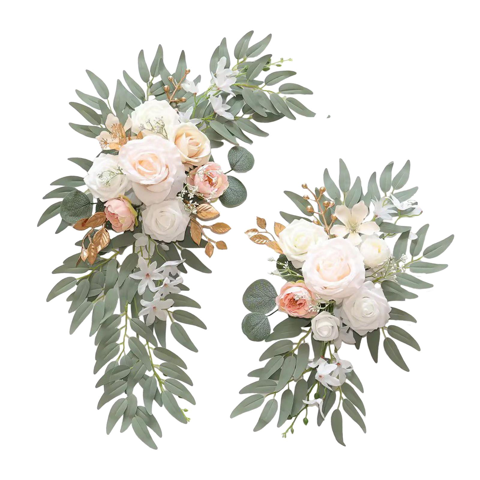 GUOOL 2 Pieces Wedding Arch Flowers Welcome Sign Decoration Corner Flowers Artificial Flowers for Ceremony Birthday Window Ornament Champagne