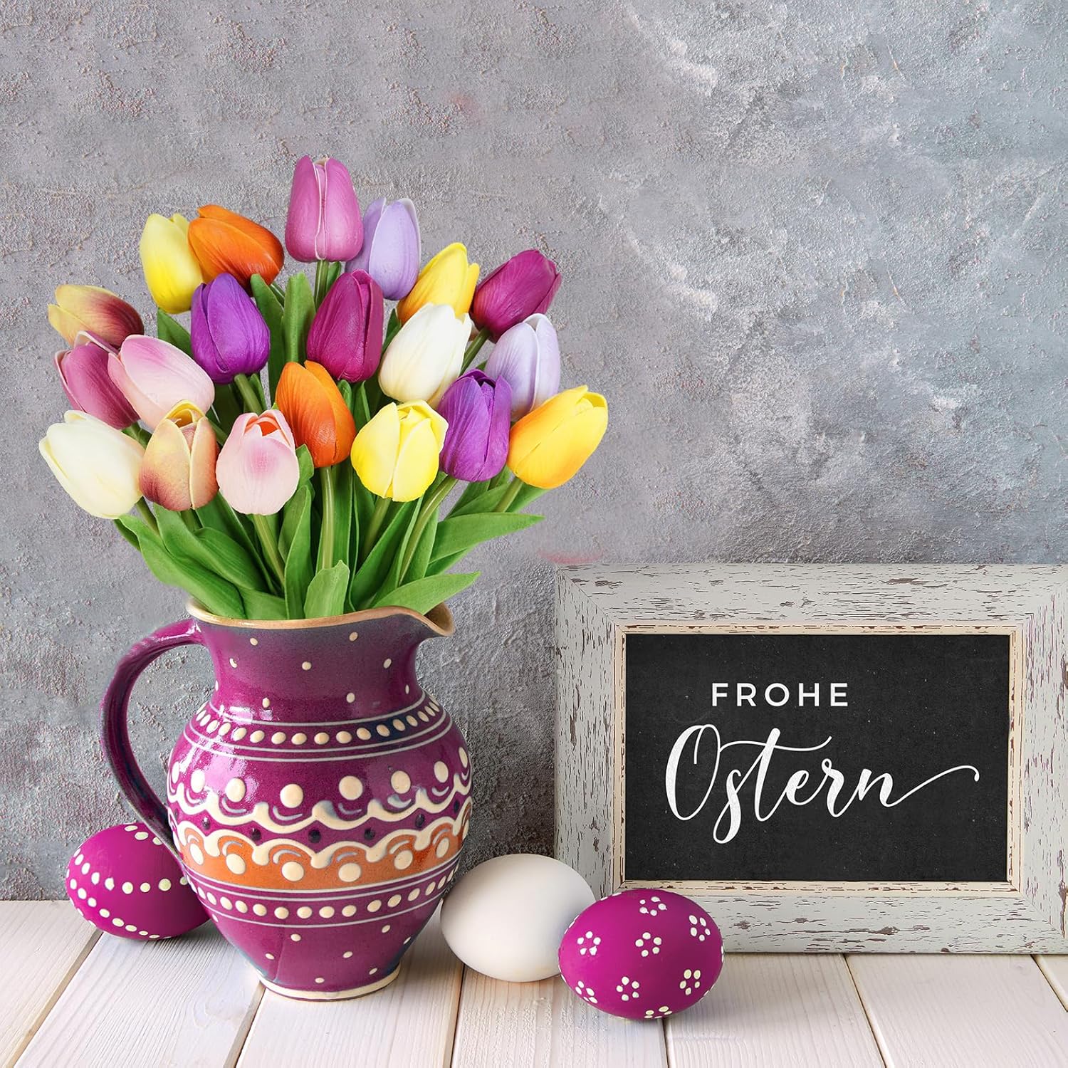 20 Pcs 10 Colors Artificial Tulip Flowers Stems Real Touch PU Tulips Multicolor Fake Tulip Bouquets Wedding Easter Spring Floral Arrangements Home Table Decorations