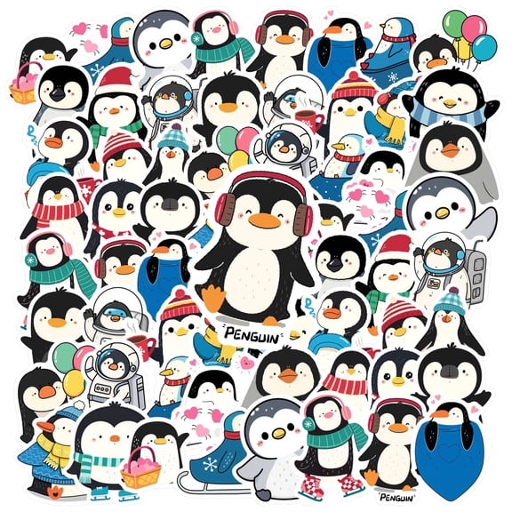 35pcs-50pcs Cute Penguin Stickers Animal Stickers Winter Decals Kids Stickers for Laptops Suitcases Notebooks