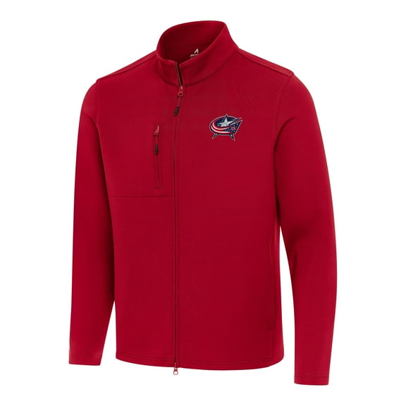 Men's Antigua Red Columbus Blue Jackets Objection Double-Peached Full-Zip Jacket