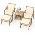 thumbnail image 2 of Uforic 5 Piece Rattan Wicker Patio Bistro Set,Outdoor Conversation Set with 2 Ottomans and Square Coffee Side Table,Patio Furniture for Yard and Garden - Beige, 2 of 9