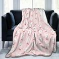 thumbnail image 2 of Cute Pink Bunny Floral Blanket, Soft Lightweight Fluffy Bunny Flannel Throw Blanket for Couch Sofa Bed Decor, Rabbit Gifts 40"X50" Blanket, 2 of 7