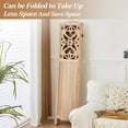 thumbnail image 2 of Wood Room Divider 4 Panel 5.6Ft Carved Room Divider and Folding Privacy Screen, Minimalism Portable Partition Screen Divider for Room Separation, Room Decoration for Home Office - Natural, 2 of 18