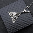 thumbnail image 3 of New Domineering Viking Jewelry Triangle Symbol Stainless Steel Pendant Necklace Pendant Yashanwen Necklace Men s Item, 3 of 5
