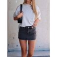 thumbnail image 6 of Womens Vintage Slim Fit Denim Mini Skirt Fashion Casual High Waist A Line Stretch Jeans Skirt Black XL, 6 of 7