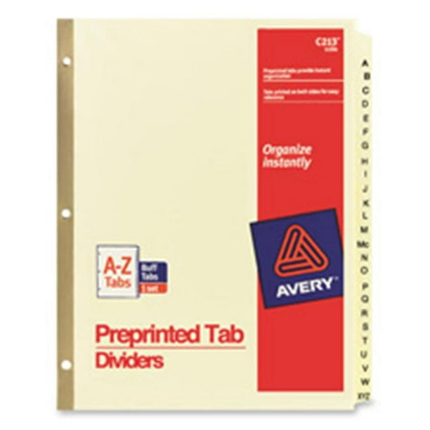 Avery Consumer Products Ave11306 Laminated Tab Dividers 3 Hp A Z 11in X8 50in Buff Walmart Com Walmart Com