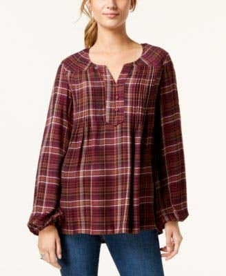 plaid peasant top