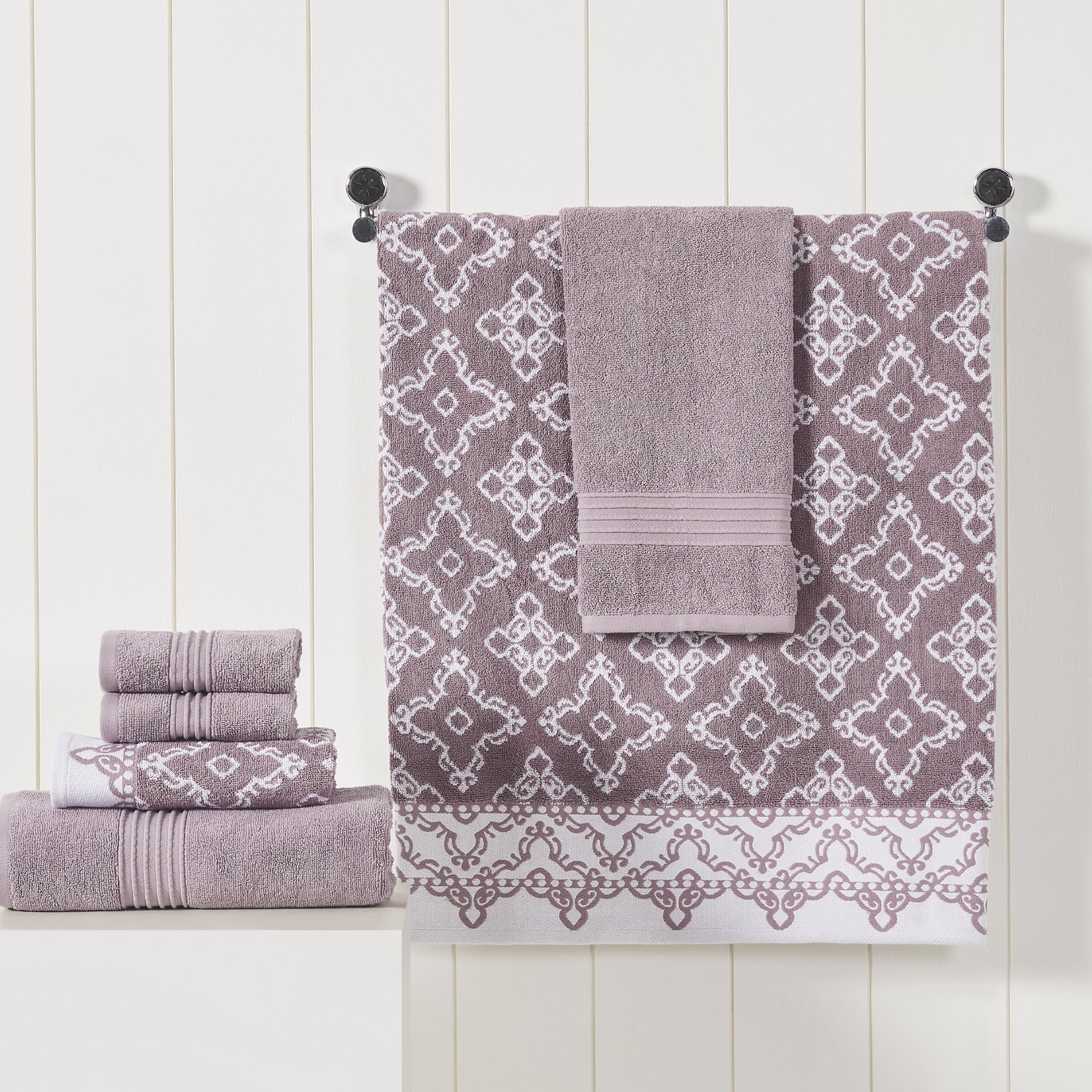 Modern Threads Charlize 6-Piece Cotton Bath Towel Set, Orchid