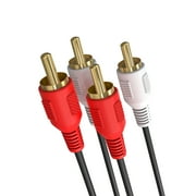 Cmple - 2 RCA to 2 RCA Cables 12ft, Stereo Audio Speaker Cable Male to Male Dual RCA Cord Subwoofer Cable for Car Stereo, Marine Audio, Audio Mixer, Amplifier - Black