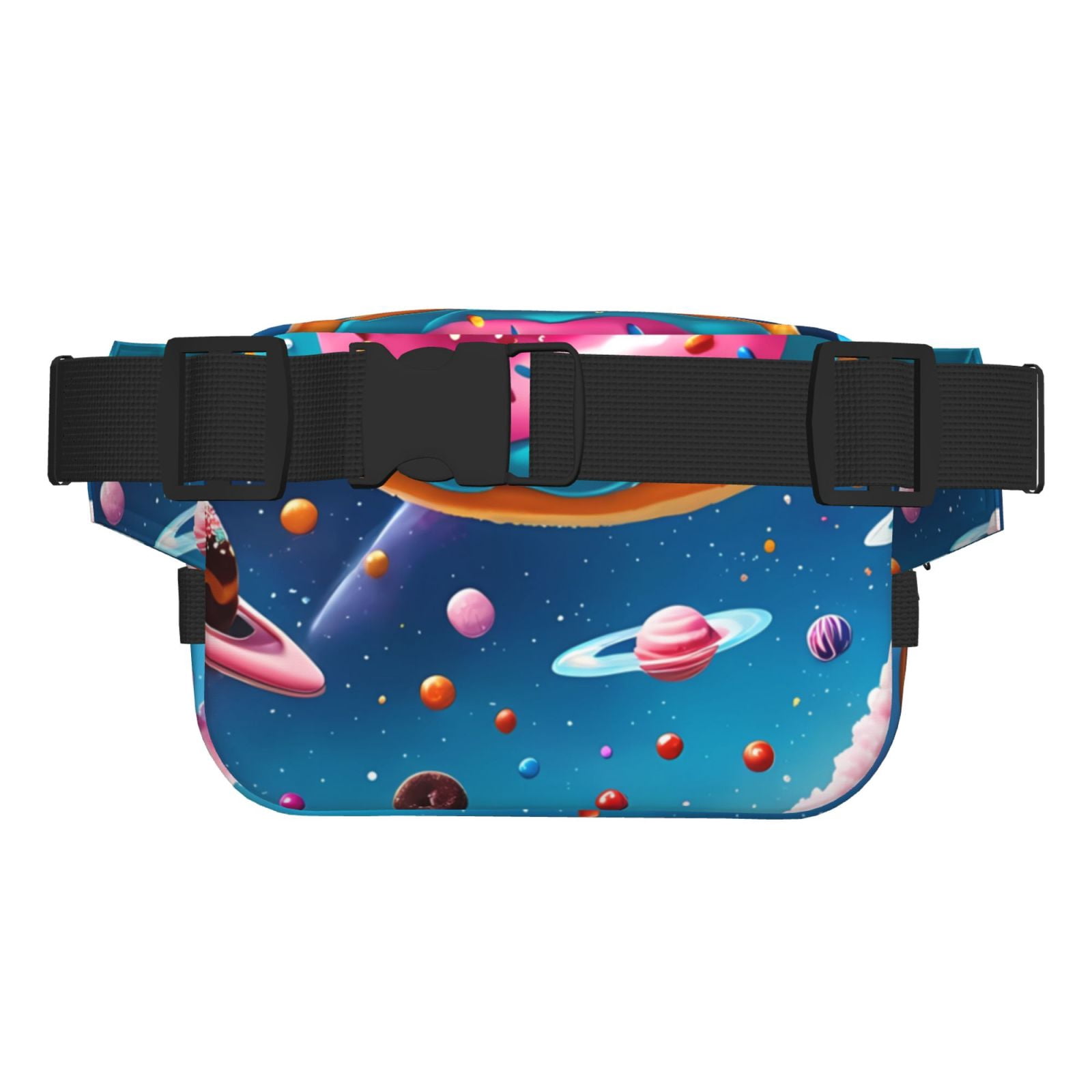Picia Colorful Donut Print Square Double-Layer Waist Bag Mini Adjustable Waist Belt Bag Exercise Running Travel Hiking