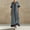 Gray, variant on Women's V-Neck Short Sleeve Maxi Dress with Hem, Linen and Chiffon Flowy Summer Formal