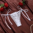 thumbnail image 4 of Panties for Women,Lace Thong UnderwearLow Rise T Back G String With Tie Side Straps Hollow Out Design Pure Desire Style Comfortable Breathable Soft Stretchable,Womens Underwear,White,S, 4 of 4