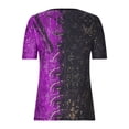 thumbnail image 5 of Summer Saving Wycnly Womens Shirts Plus Size Vintage Irregular Hem Lightweight Tunic Tops Summer Short Sleeve Round Neck Ladies Rose Print Tops and Blouses Purple XL, 5 of 6