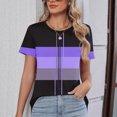 thumbnail image 3 of Camisetas Casuales de las Mujeres Estampadas Cuello Tripulado Manga Corta Superior, Ligera Mezcla de Poliéster Blusa de Moda, 3 of 5