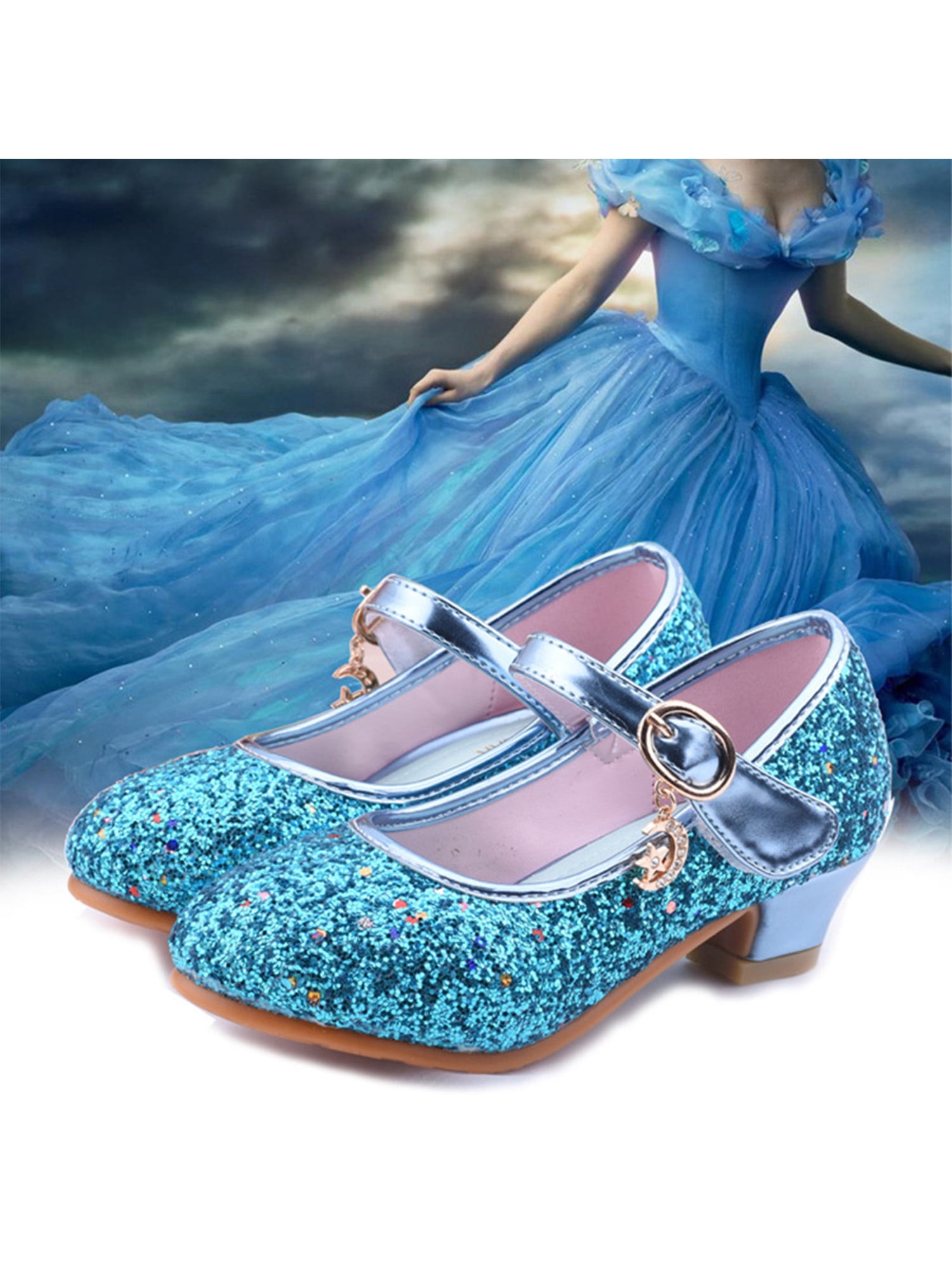 Chaussures De Danse Fille Paillettes - Talon 3 Cm, Semelle Cuir - Pour Danse Latine, Salon, Princesse - 10