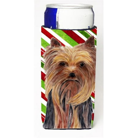 

Yorkie Candy Cane Holiday Christmas Michelob Ultra bottle sleeves For Slim Cans - 12 oz.