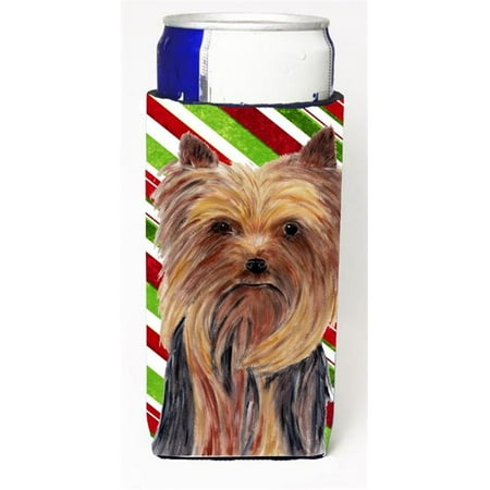 

Yorkie Candy Cane Holiday Christmas Michelob Ultra bottle sleeves For Slim Cans - 12 oz.