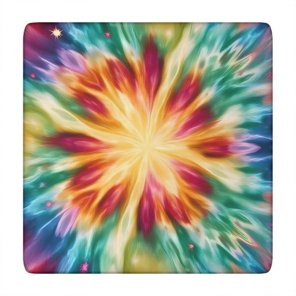 Colorful Tie Dye Mandala Pattern Square Fitted Tablecloth with Elastic Edge,Square Table Cover,Washable Elastic Table Cover for Home Kitchen Party Decor 34"x34"