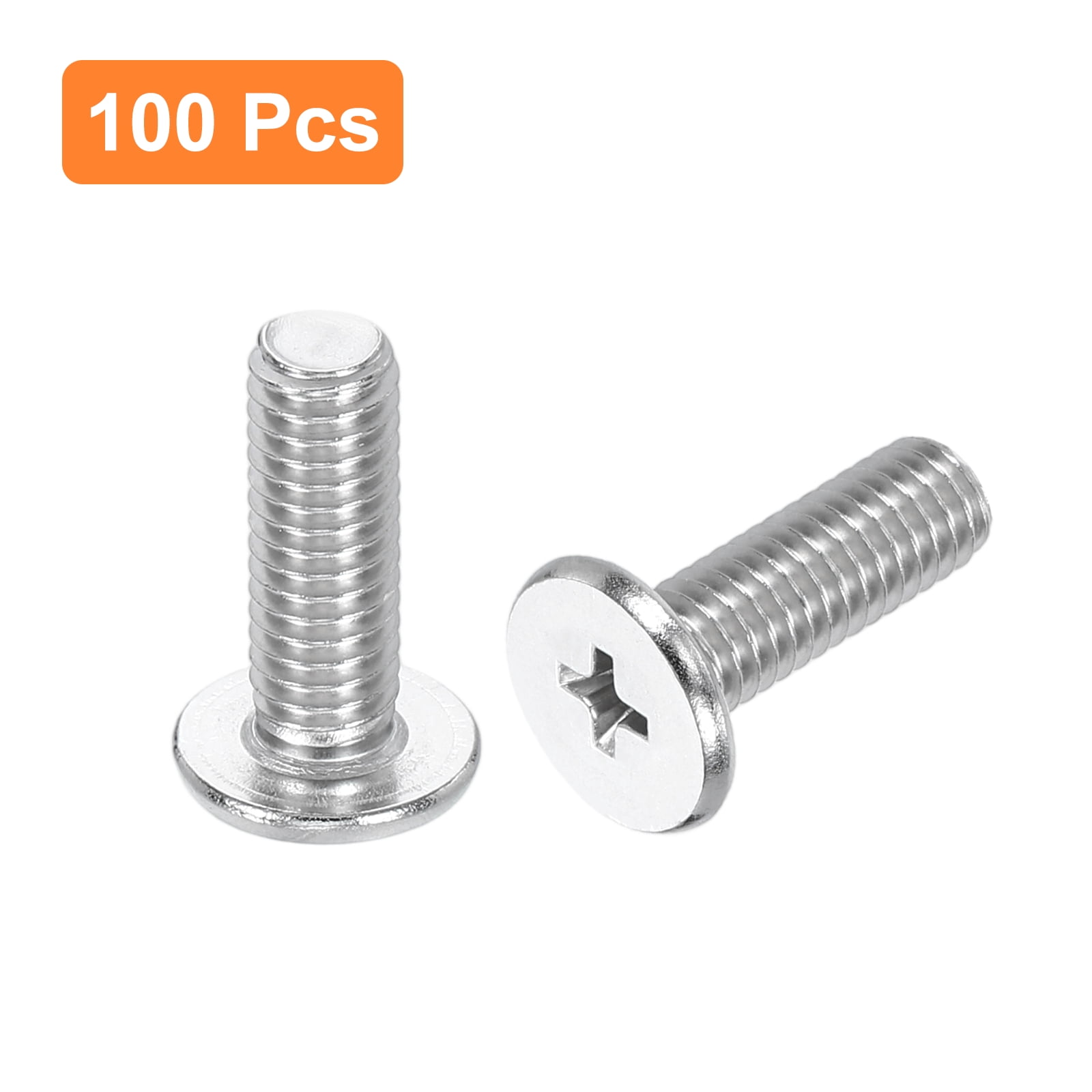 M6-1 x 18mm 100Pack Metal Flat Round Head Screws Phillips Drive Machine Bolt