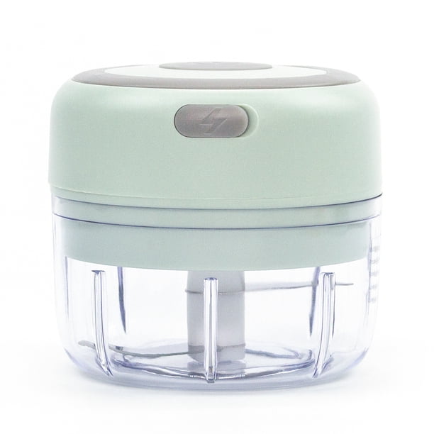 Mini procesador de alimentos eléctrico, picador de ajo inalámbrico, cortador de carne y verduras, picadora portátil inalámbrica, rebanador de alimentos y picador potente (100ml verde) KAUKKO KKS14-Verde
